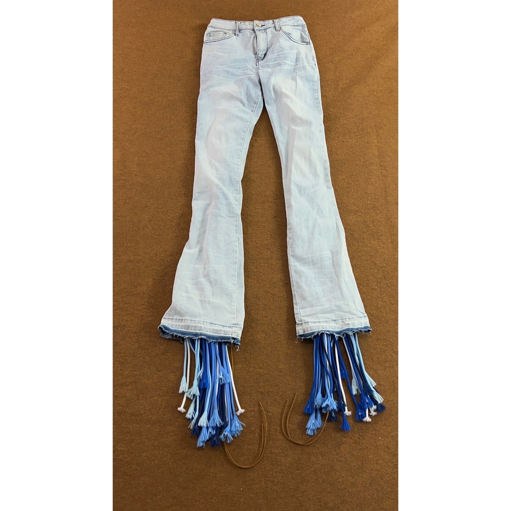 Rockstar Original Womens Medium Ottiana Light Blue Stacked Flare Jeans New